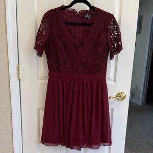 Lulu's Deep Red Lace Mini Dress